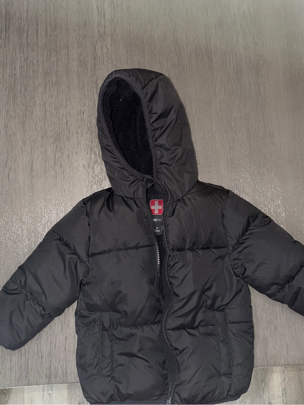 Swiss Tech Kids Black Hooded Puffer Jacket
